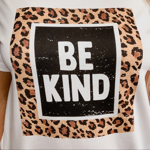 “Be Kind” Leopard Print Bella Canvas Graphic Tee - Picture 3 of 5